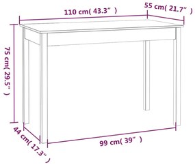 fehér tömör fenyőfa ebédlőasztal 110 x 55 x 75 cm