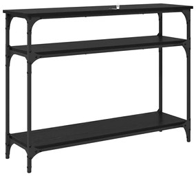 vidaXL Konzolasztal polcokkal Fekete tölgy 100 x 29 x 75 cm Faanyag