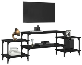 fekete szerelt fa TV-szekrény 157x35x52 cm