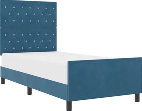 vidaXL Boxrugós ágy fejtámlával Sötét kék 90 x 190 cm Bársony