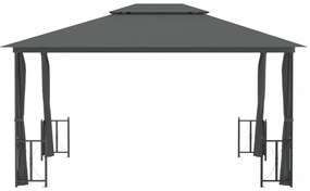 antracitszürke pavilon oldalfalakkal és dupla tetővel 3x4 m