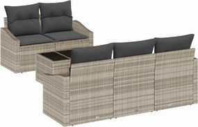 vidaXL Kanapé Szett 6 pcs Világosszürke és Sötétszürke polirattan