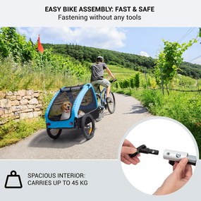 KLARFIT Husky, kutya bicikli utánfutó, kb. 250 l, 600D, Oxford, kék