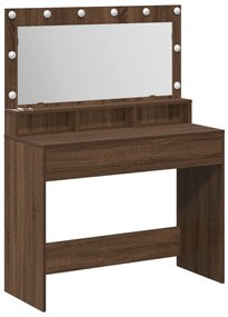 LED-es Sminktükör Barna Tölgy 100x41x135 cm