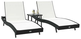 Napágyak 3 pcs Fekete és Fehér 40 x 40 x 40.5 cm polirattan