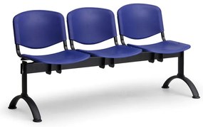 ISO II műanyag pad, 3 üléses - fekete lábak, kék