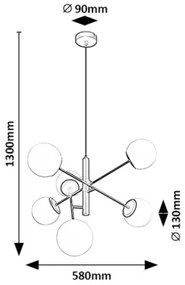 Rabalux 72194 - Csillár zsinóron MEDUZA 6xE14/20W/230V