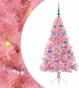 vidaXL Mesterséges, előre világított karácsonyi fa Rózsaszín 150 cm