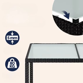 Casaria® Kerti rattan szett Berlin 1+6 - fekete