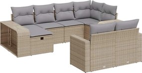 vidaXL 10 részes bézs polyrattan kerti ülőgarnitúra párnával