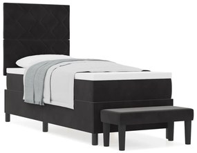 Boxspring Ágy matraccal és paddal Fekete 80x200 cm Bársony