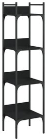 4 szintes fekete szerelt fa könyvespolc 35 x 30 x 138,5 cm