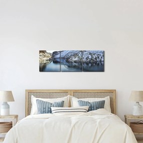 Kép - téli táj tóval (órával) (90x30 cm)