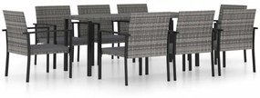 9 részes szürke polyrattan kerti étkezőgarnitúra
