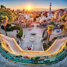 Fotográfia Park Guell at golden hour. Barcelona, Spain, Eloi_Omella