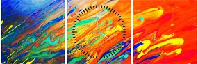 Kép - Színes absztrakció (órával) (90x30 cm)