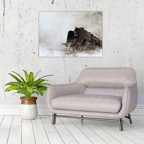 Kép - Vonat a ködben (üvegen) (70x50 cm)