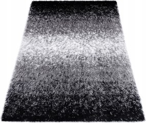 Szőnyeg 160x220 Hálószoba Nappaliba Shaggy Szürke Fekete Hosszú Bozontos Haj