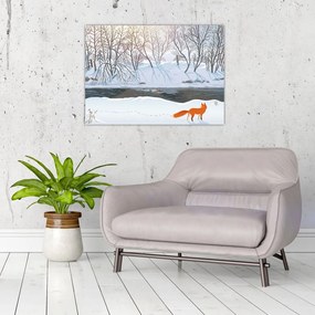 Kép - róka a téli tájban (70x50 cm)