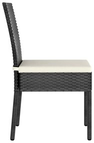 2 db fekete polyrattan kerti étkezőszék