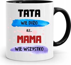 Bögre Fekete Ajándék Anyukáknak Anya Mindent Tud fényképes nyomattal