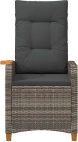 vidaXL Dönthető szék tea tállal párnával 62 x 64 x 112 cm polirattan