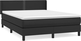 vidaXL fekete műbőr rugós ágy matraccal 140 x 190 cm