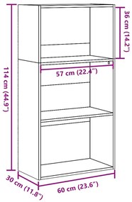 fekete szerelt fa könyvespolc 60 x 30 x 114 cm