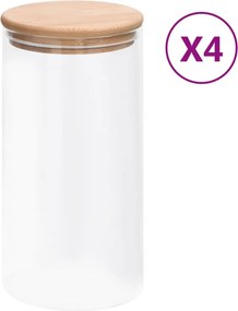 vidaXL 4 db üvegedény bambuszfedéllel 1200 ml