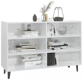 magasfényű fehér szerelt fa tálalószekrény 103,5 x 35 x 70 cm