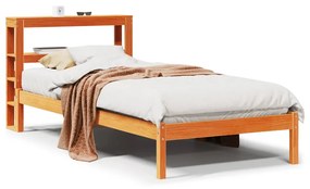 vidaXL viaszbarna tömör fenyőfa ágykeret fejtámlával 90 x 200 cm