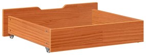 2 db viaszbarna tömör fenyőfa ágy alatti fiók 75 x 55 x 16 cm
