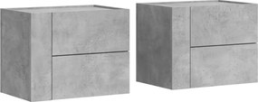 vidaXL 2 db betonszürke falra szerelhető éjjeliszekrény 45x30x35 cm