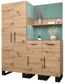 Előszobabútor Amanda 7 (artisan tölgy + zöld). 1085913