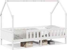 vidaXL fehér tömör fenyőfa házikó gyerekágykeret 80 x 200 cm