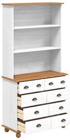 Hutch ASKIM&quot; Fehér 91x40x183 cm Masszív Fa Fenyő&quot;