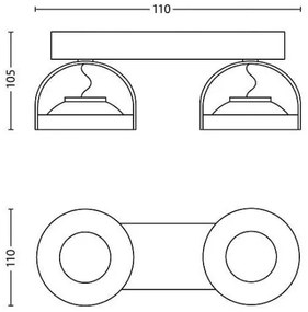 Philips 53312/17/16 - LED Dimmelhető lámpa MYLIVING SPUR 2xLED/4,5W/230V