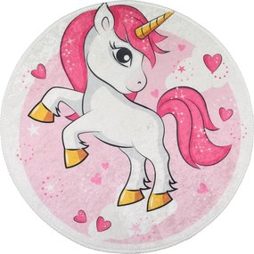 Rózsaszín mosható gyerek szőnyeg ø120 cm Pink Unicorn – Vitaus