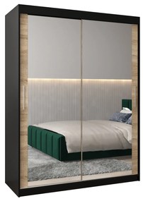 Ruhásszekrény 150 cm Toki 3 (matt fekete + szonoma tölgy). 1065076