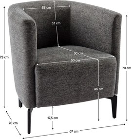 Design fotel, szürke/fekete, KAPY