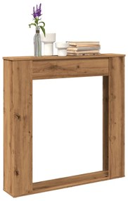 kézműves tölgy színű szerelt fa kandallóburkolat 100x20x100 cm