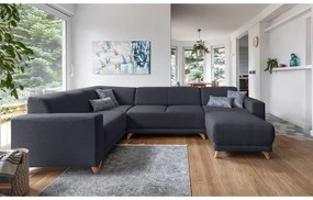 Antracitszürke kinyitható-tárolóhelyes sarokkanapé (bal oldali-U alakú) Classy Sophie – Miuform