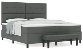 Box Spring Ágy matraccal és paddal Sötétszürke 180x200 cm Szövet