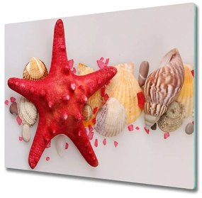 Üveg vágódeszka Starfish és kagylók 60x52 cm