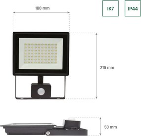LED reflektor mozgásérzékelős NOCTIS LUX 3 LED/50W/230V 3000K IP44 fekete