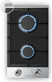 Klarstein Verosteel gázfőzőlap, 2 zónás, elektromos gyújtás, földgázzal és LPG-vel kompatibilis, 4200 W, 30cm