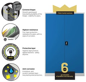 Fém iratszekrény JAN II, 1150 x 185 x 400 mm, szürke-kék