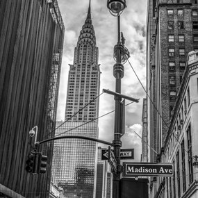 Poszter 50x50cm New York város alaprajza Chrysler 2 épülettel, Assaf Frank