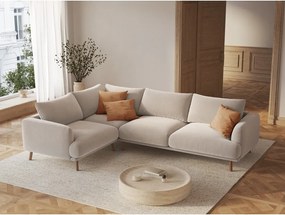 Bézs bársony sarokkanapé (bal oldali-L alakú) Naomi – Micadoni