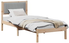 Ágykeret Kárpitozott Fejtámlával Világosszürke 80 x 200 cm